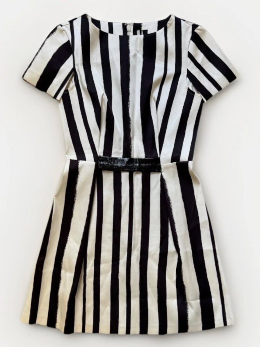 Top Shop Stripe A Line Dress - Black White Short Cap Sleeve - Women size 4